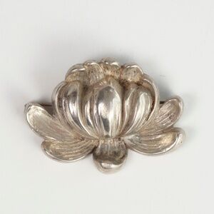 Vintage Sterling Silver Lotus Pin Signed Danecraft —  Flower Design 2" Long